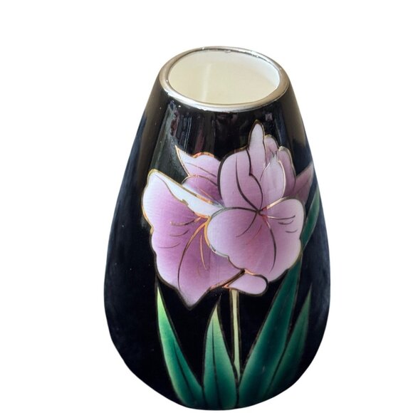 Vintage Andre Richard Black Ceramic Bud Vase Japan - Picture 1 of 6